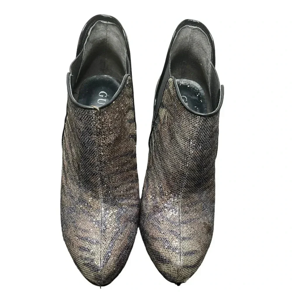 Women's Size 7.5 Guess Ortena 2 Bronze Zebra Sequin‎ Glitter Booties Short Boots
